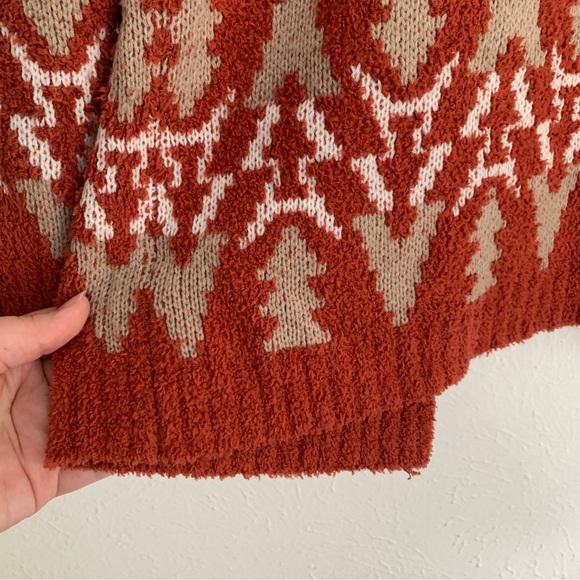 Ally Mae Southwestern Tribal Western Aztec Rust Open Front Cardigan Boho Summer - Picture 9 of 10